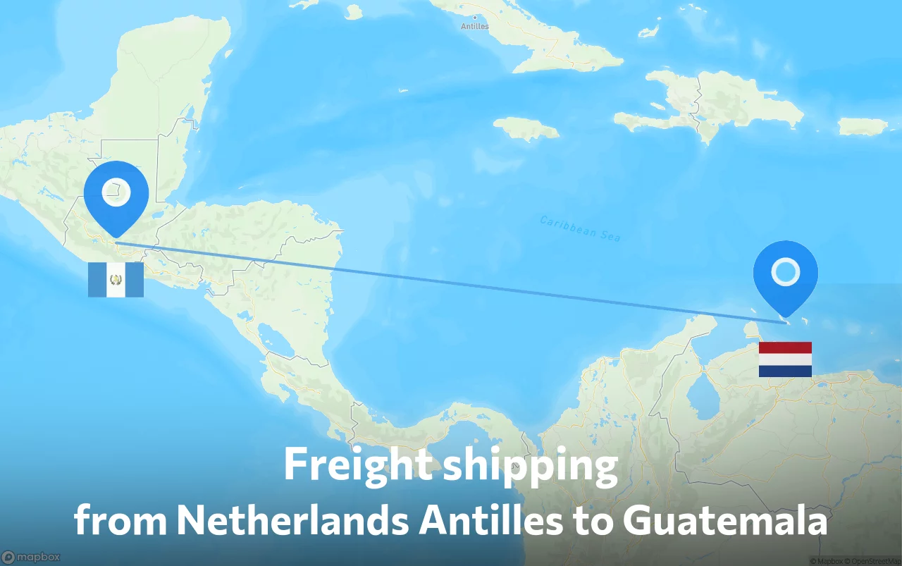 Shipping route from Netherlands Antilles to Guatemala