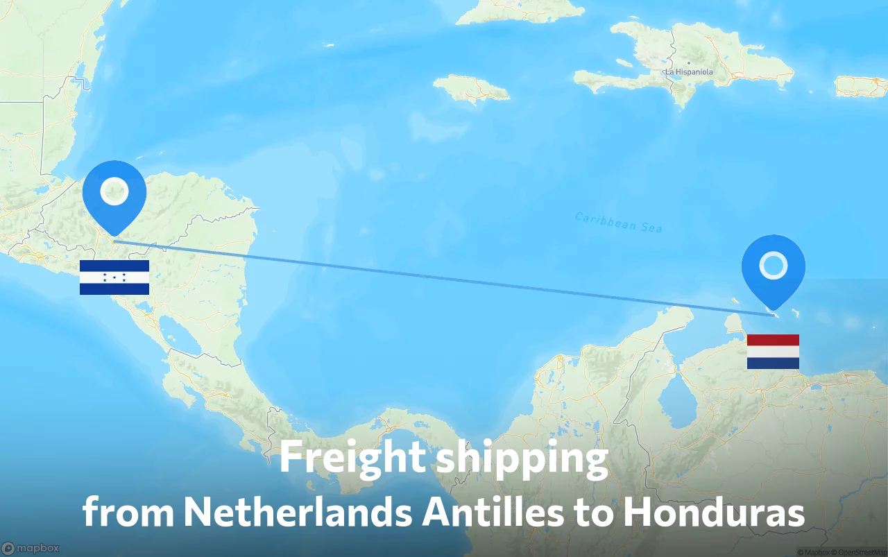 Shipping route from Netherlands Antilles to Honduras