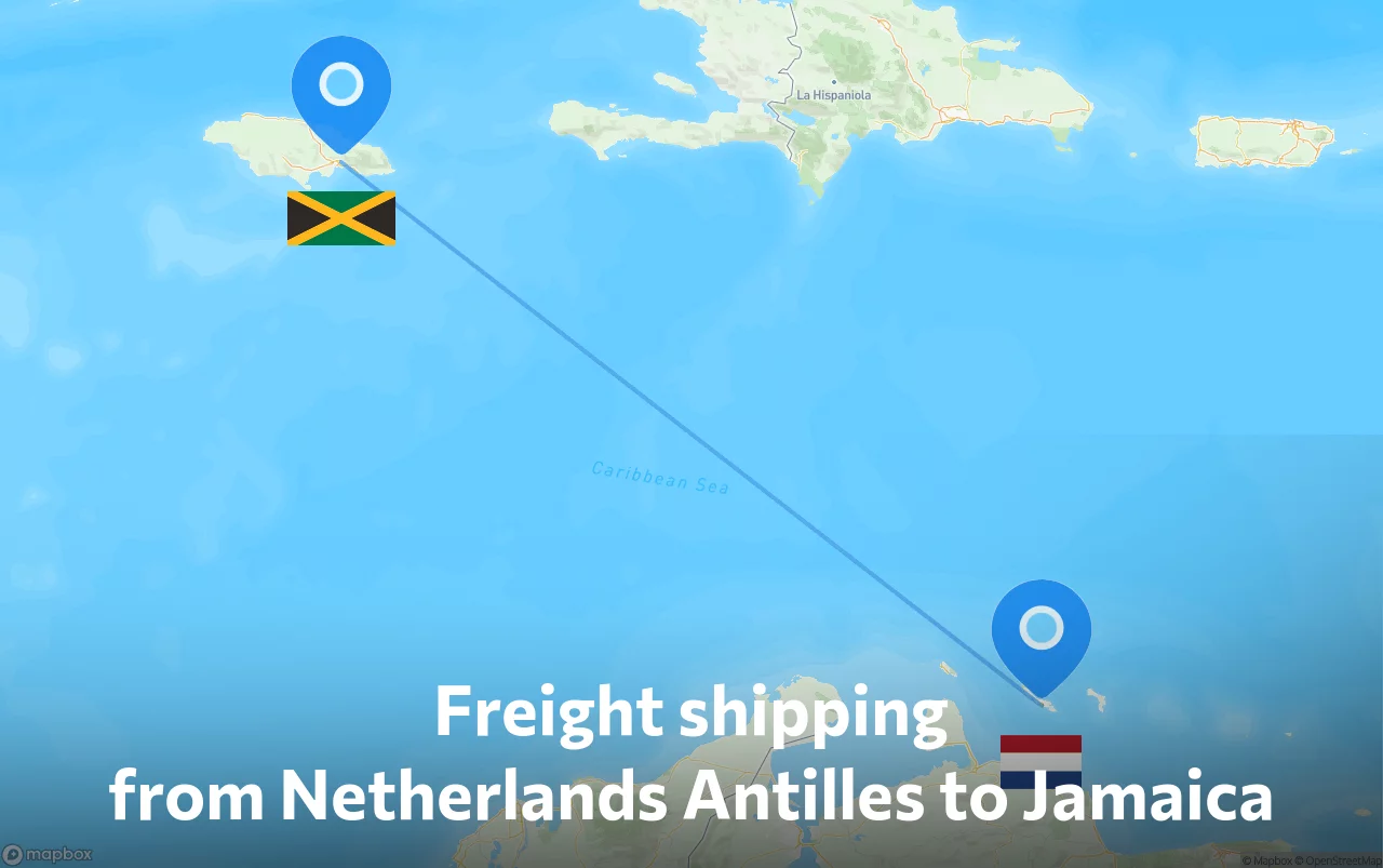 Shipping route from Netherlands Antilles to Jamaica