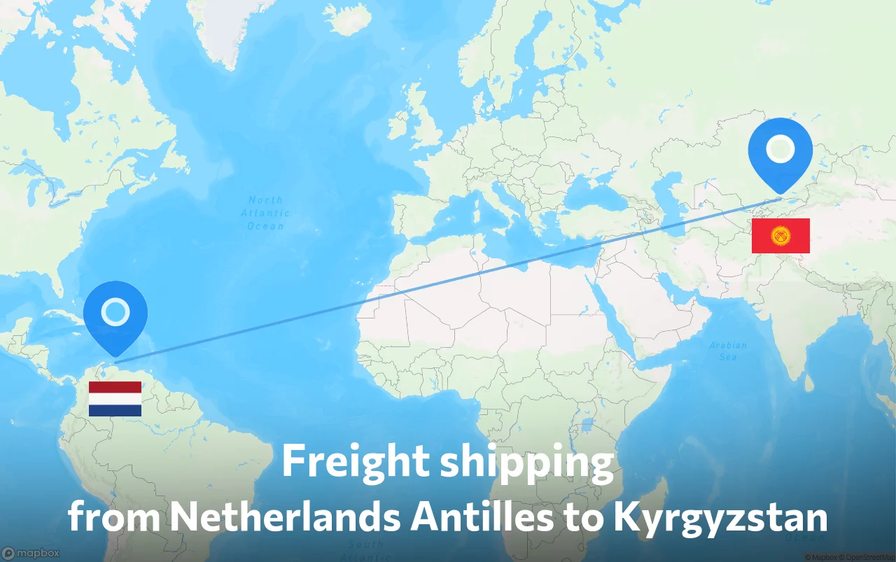 Shipping route from Netherlands Antilles to Kyrgyzstan
