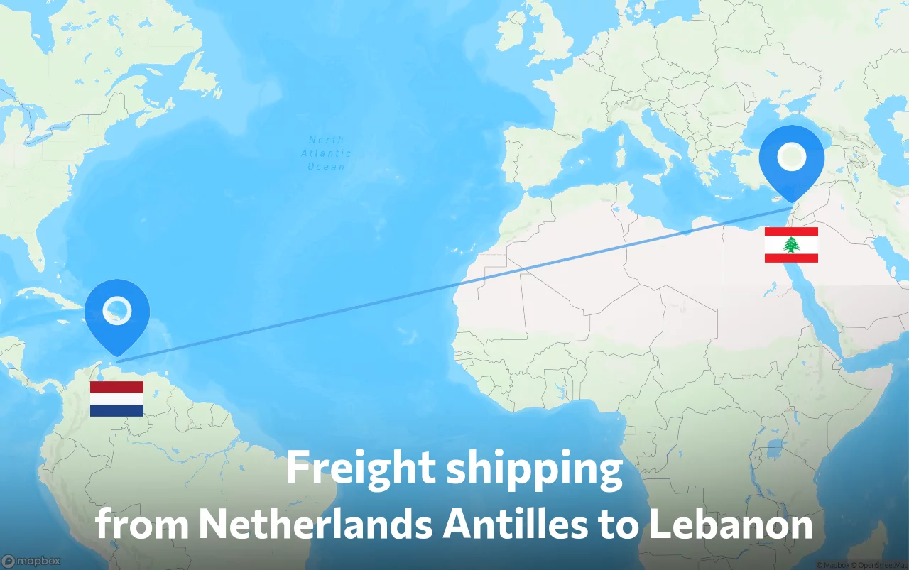 Shipping route from Netherlands Antilles to Lebanon