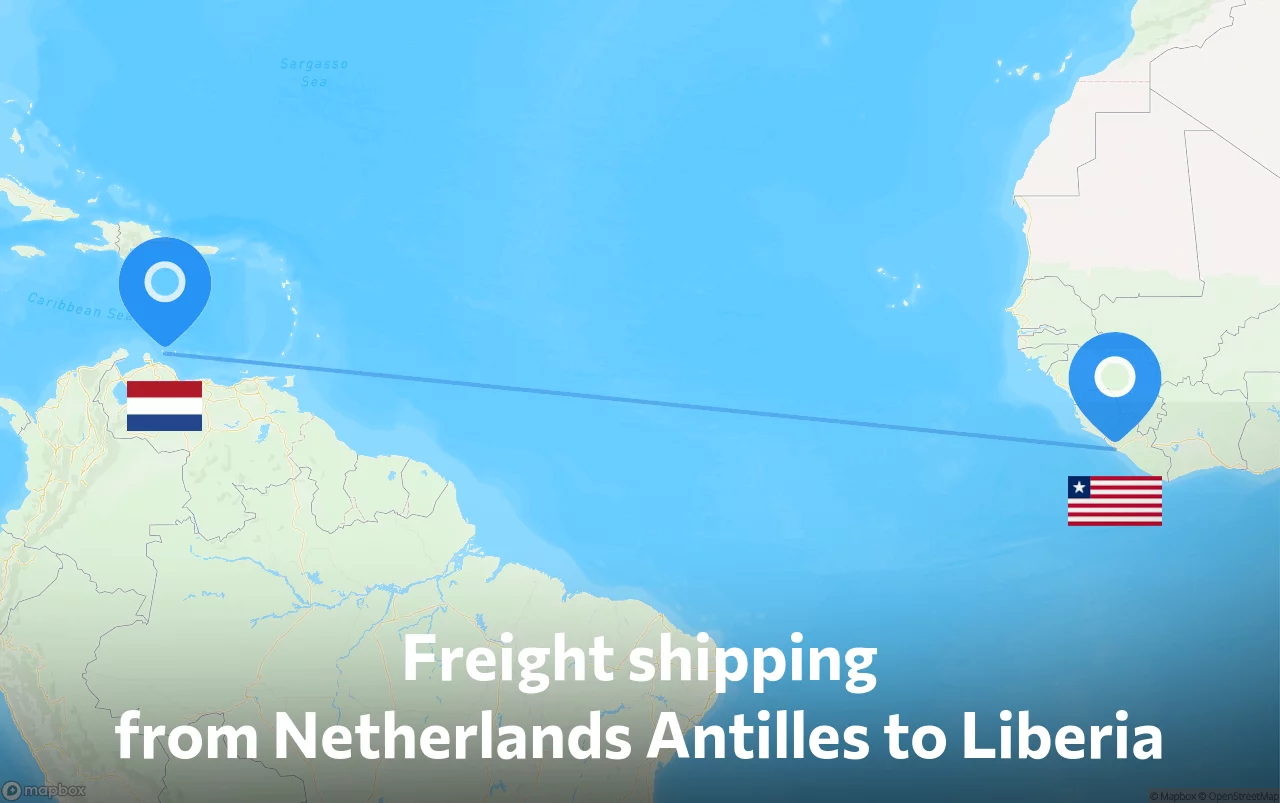 Shipping route from Netherlands Antilles to Liberia