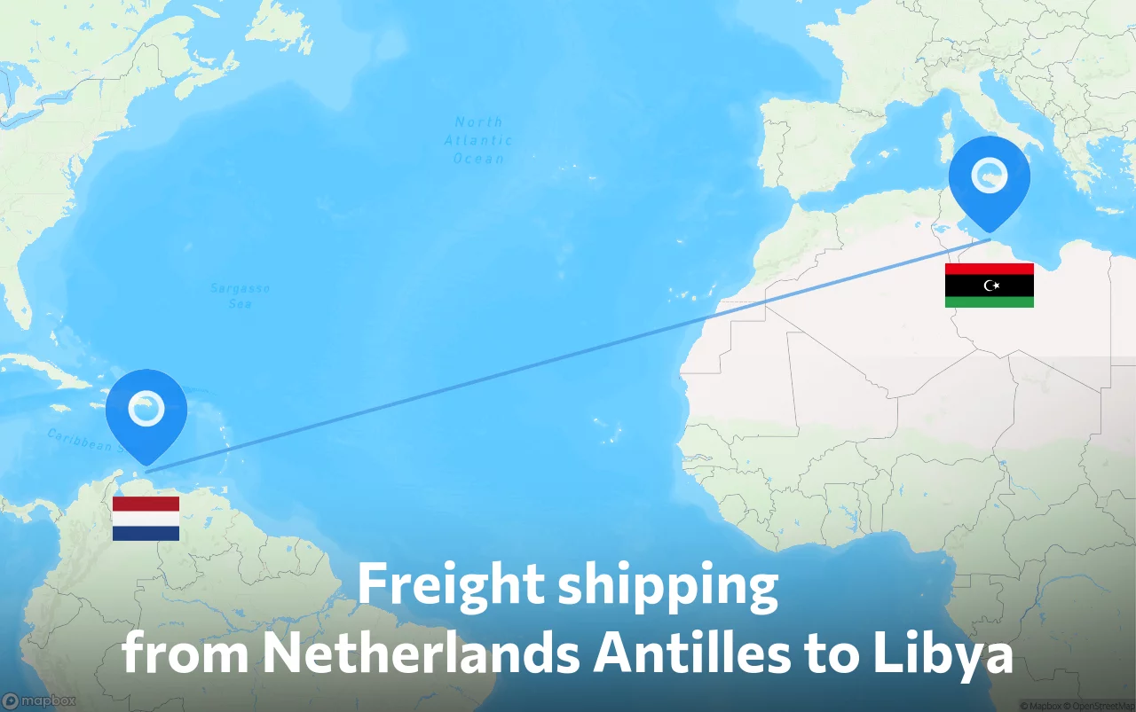 Shipping route from Netherlands Antilles to Libya