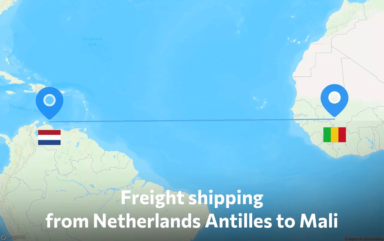 Shipping route from Netherlands Antilles to Mali