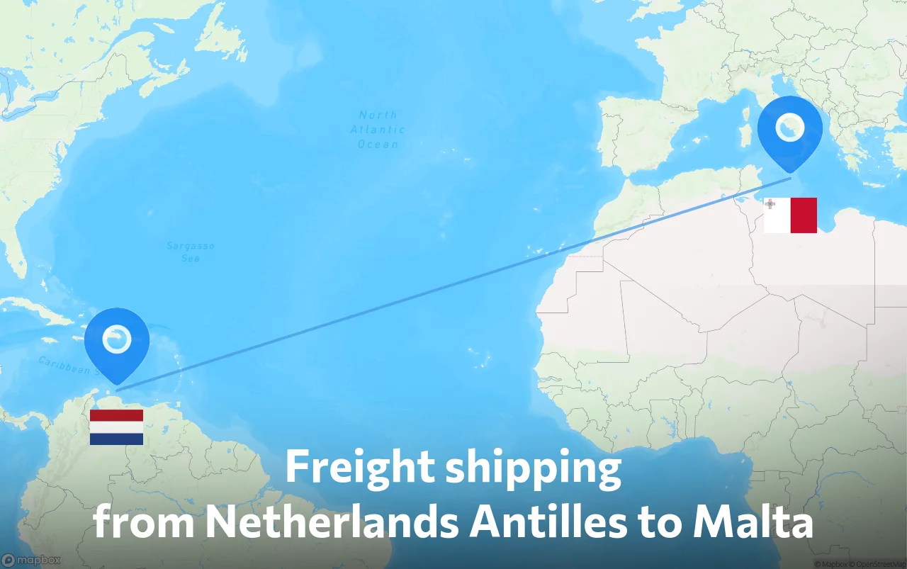 Shipping route from Netherlands Antilles to Malta