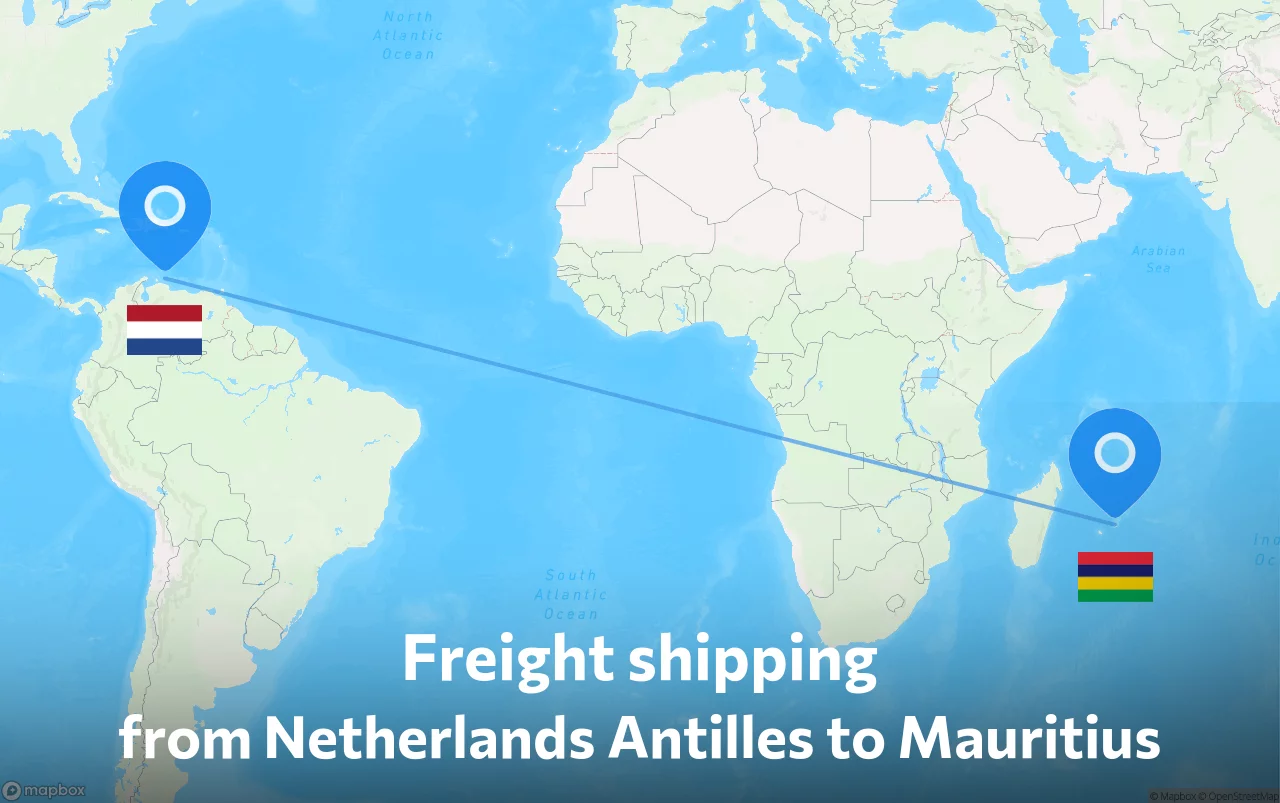 Shipping route from Netherlands Antilles to Mauritius