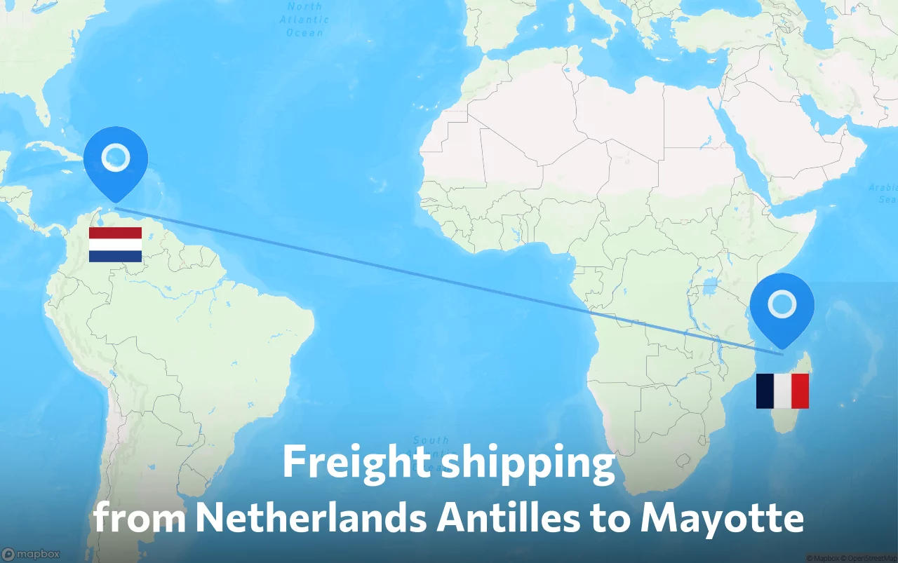 Shipping route from Netherlands Antilles to Mayotte