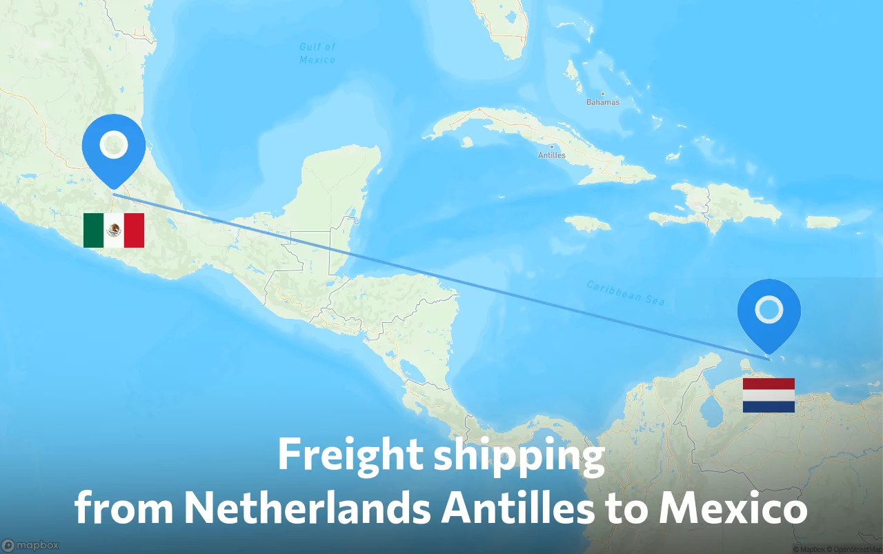 Shipping route from Netherlands Antilles to Mexico