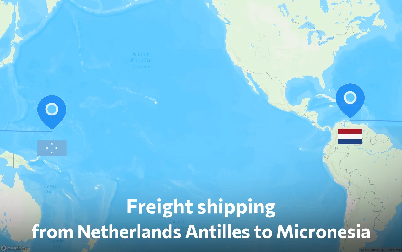 Shipping route from Netherlands Antilles to Micronesia
