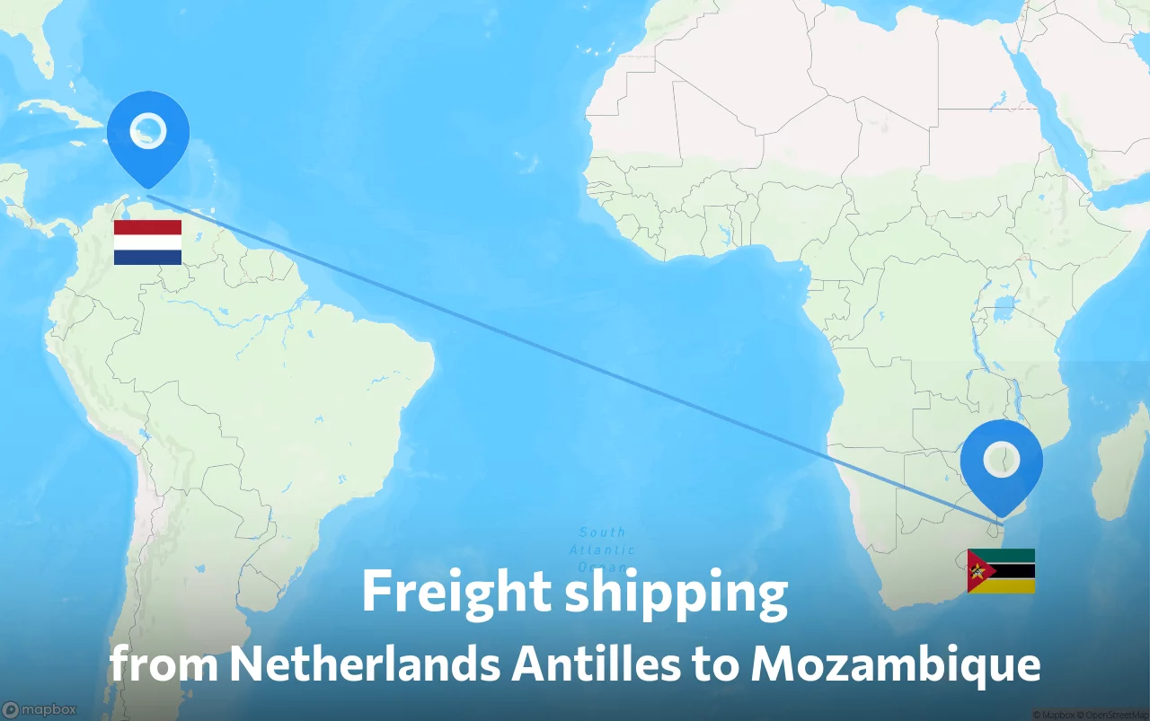 Shipping route from Netherlands Antilles to Mozambique