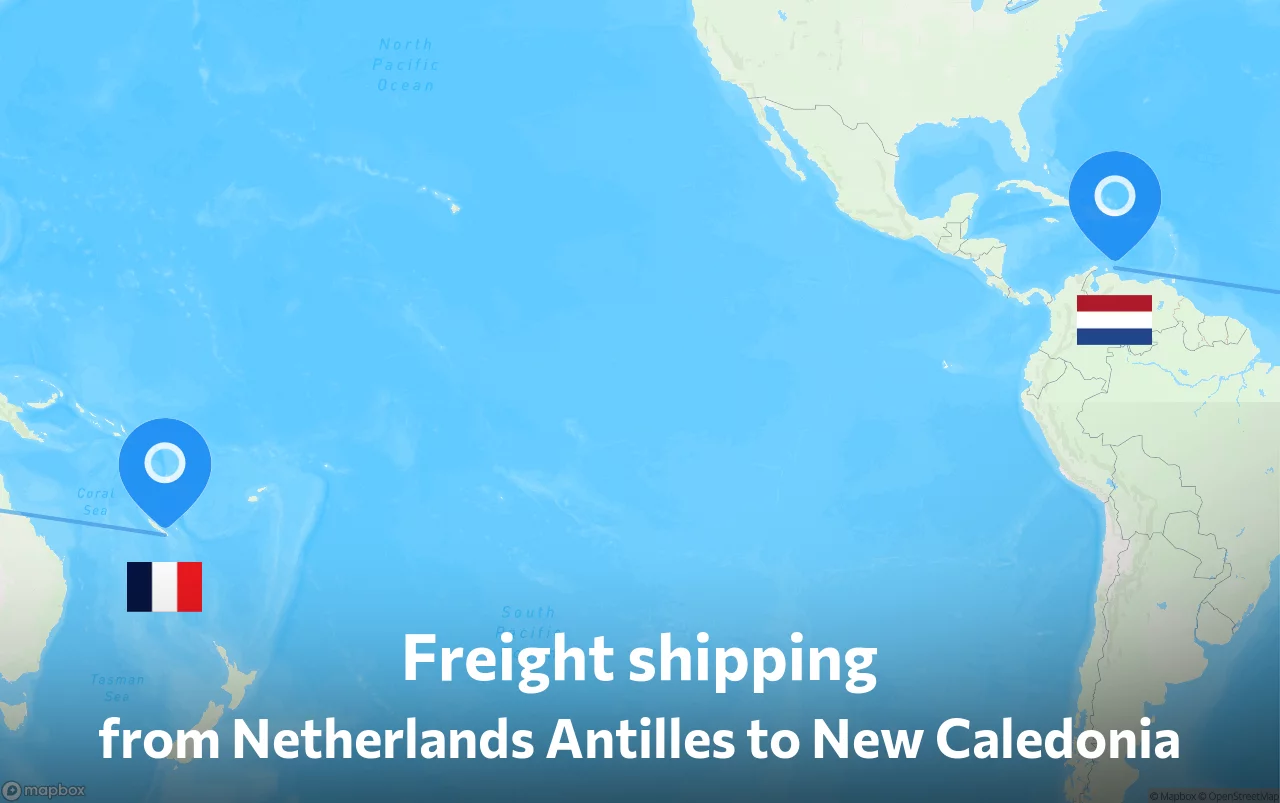 Shipping route from Netherlands Antilles to New Caledonia