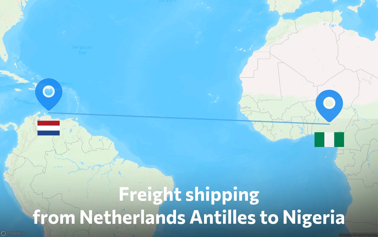 Shipping route from Netherlands Antilles to Nigeria