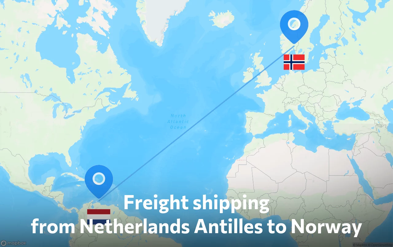 Shipping route from Netherlands Antilles to Norway
