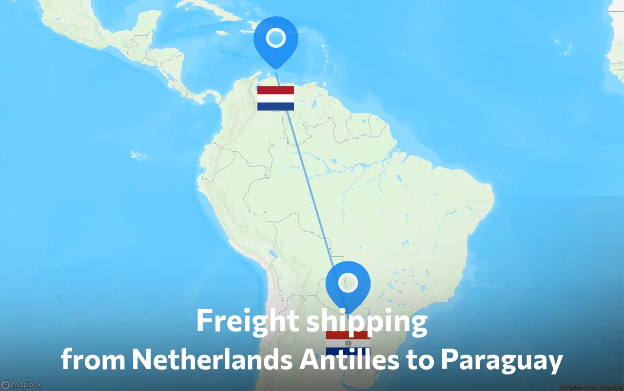 Shipping route from Netherlands Antilles to Paraguay
