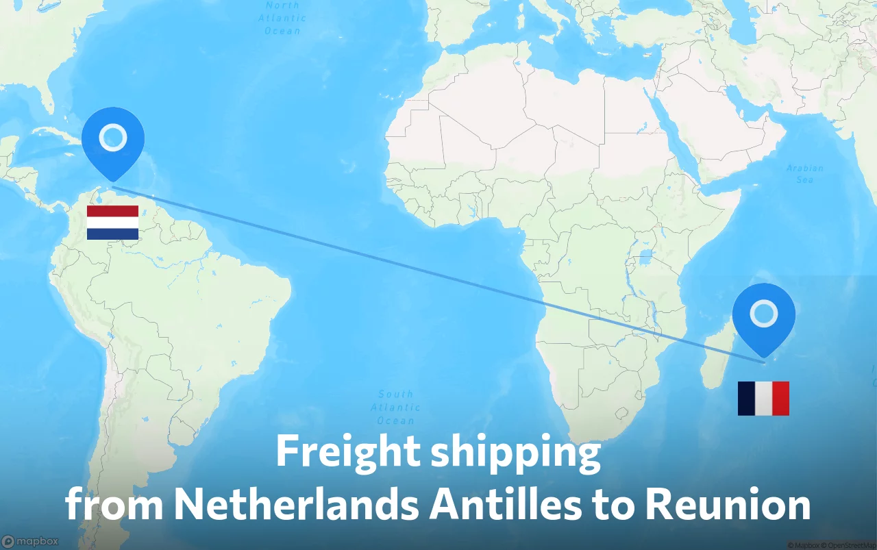 Shipping route from Netherlands Antilles to Reunion