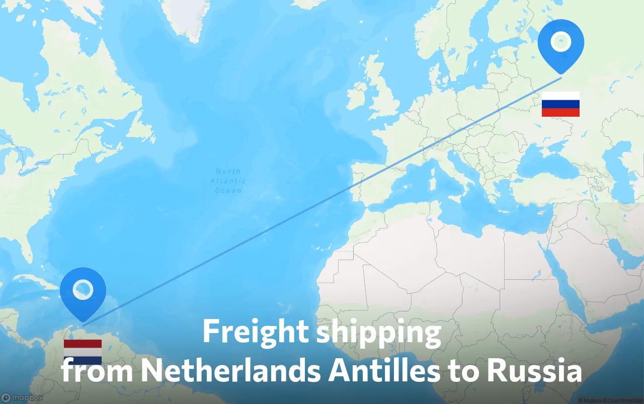 Shipping route from Netherlands Antilles to Russia