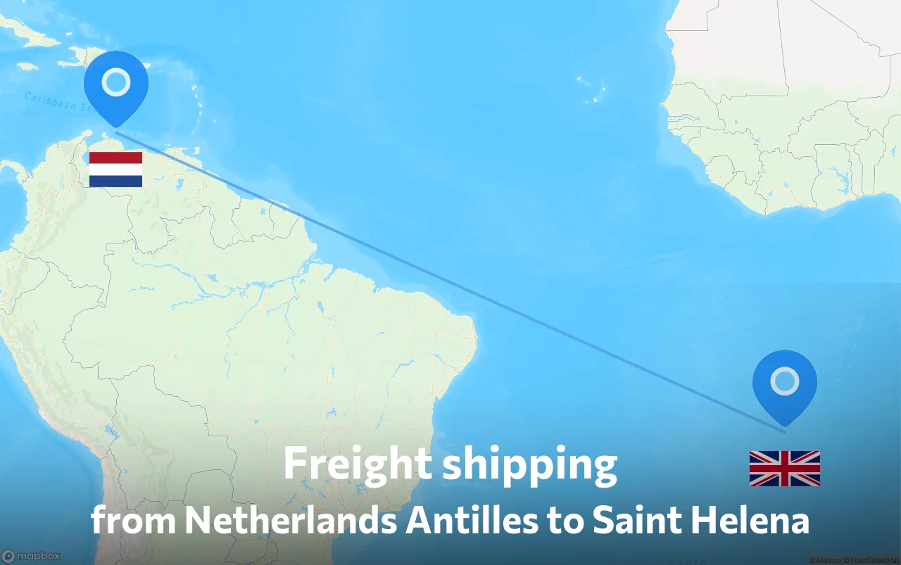 Shipping route from Netherlands Antilles to Saint Helena