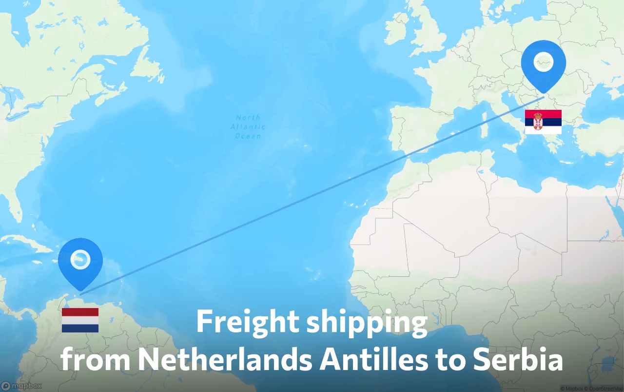 Shipping route from Netherlands Antilles to Serbia