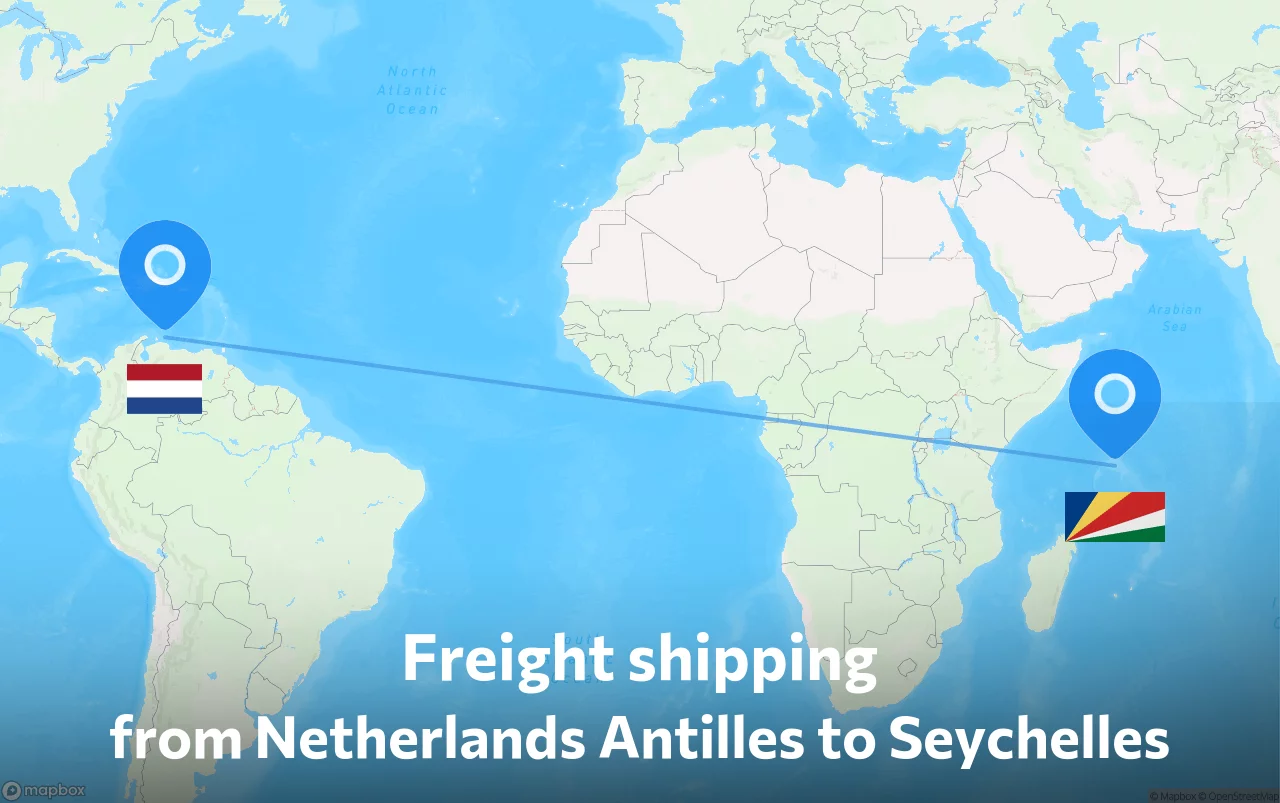 Shipping route from Netherlands Antilles to Seychelles
