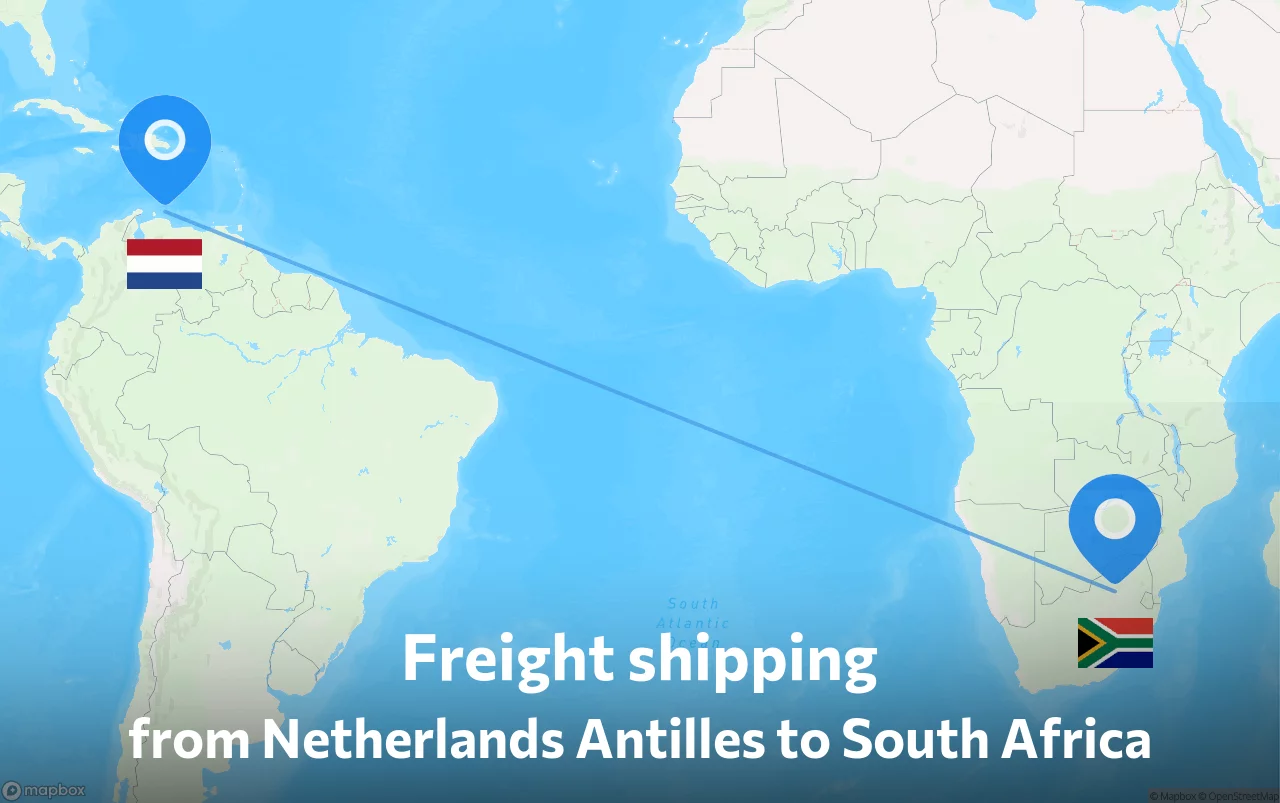 Shipping route from Netherlands Antilles to South Africa