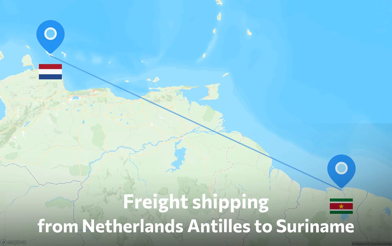 Shipping route from Netherlands Antilles to Suriname
