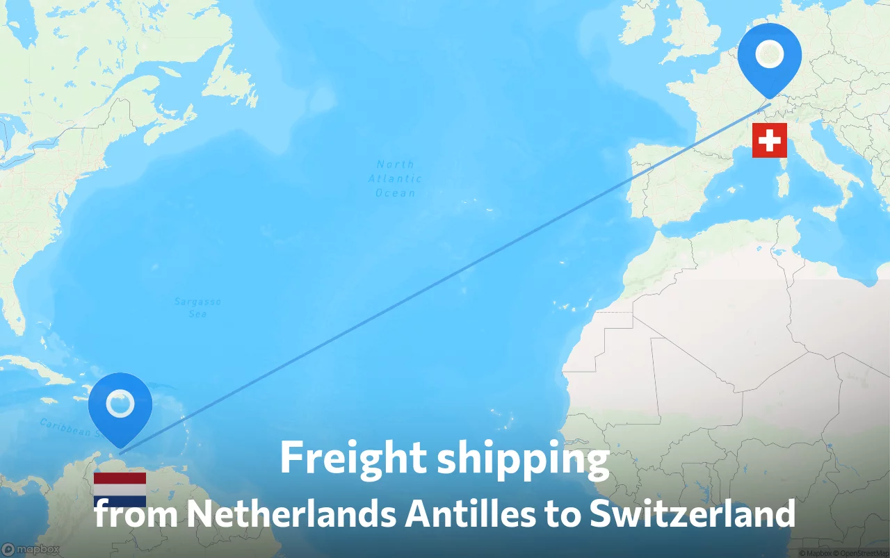 Shipping route from Netherlands Antilles to Switzerland