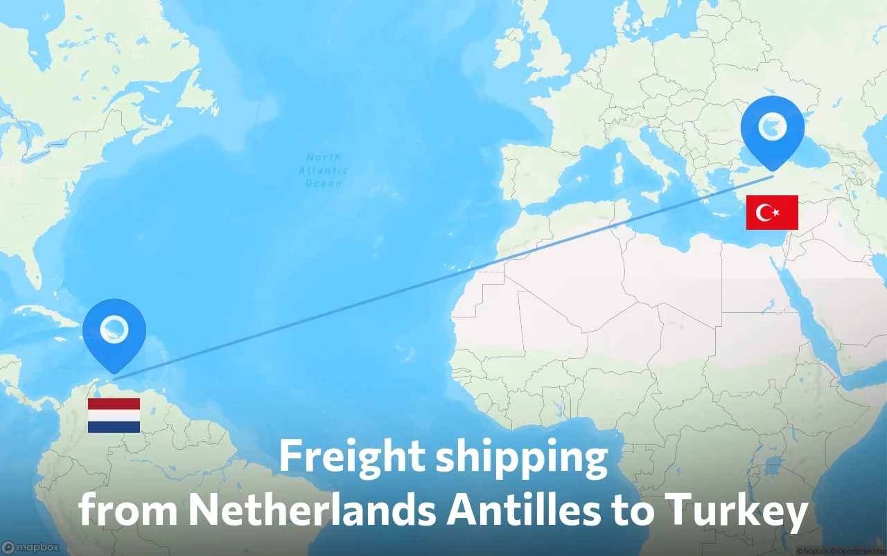 Shipping route from Netherlands Antilles to Turkey