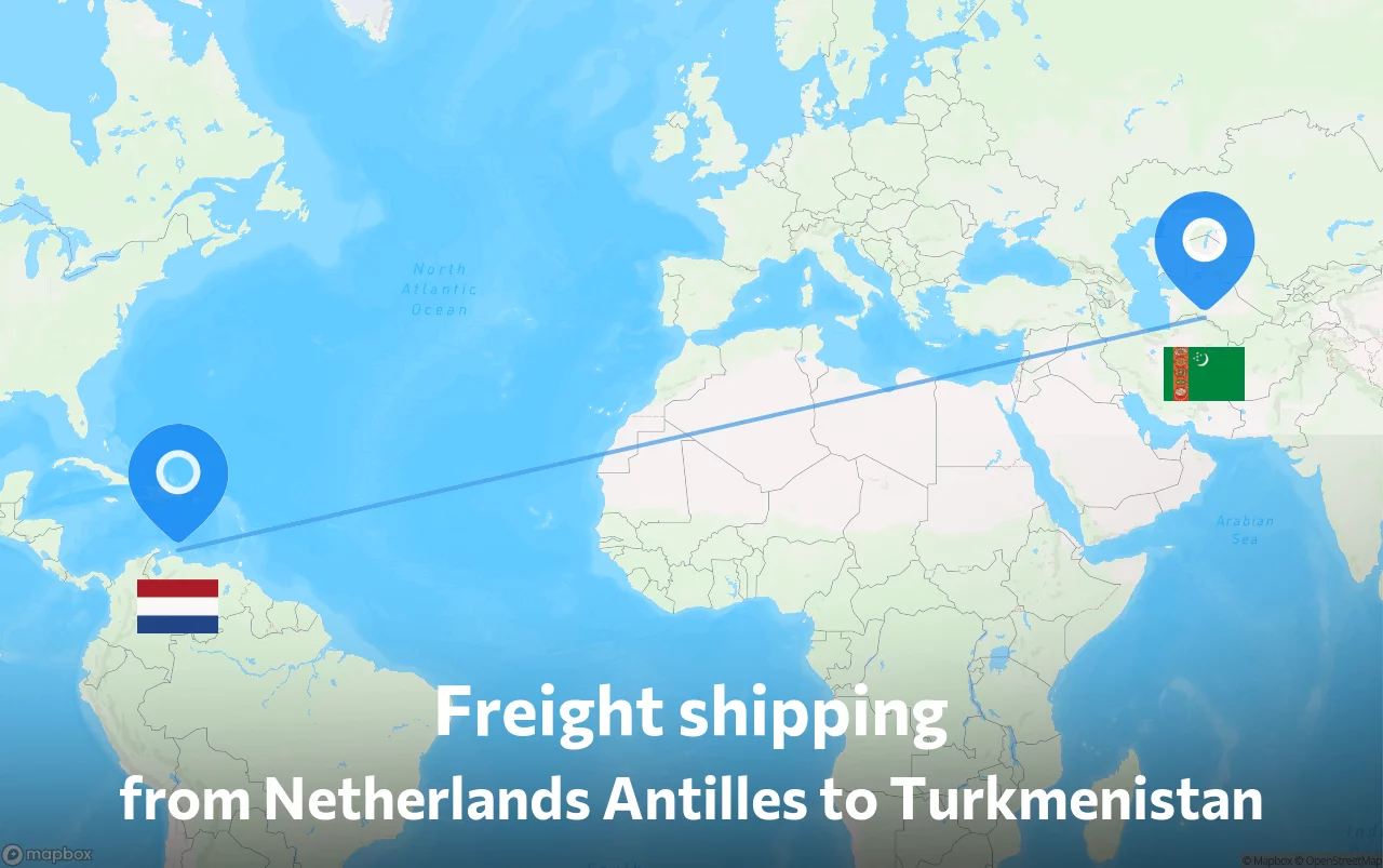 Shipping route from Netherlands Antilles to Turkmenistan