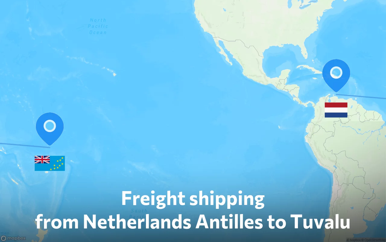 Shipping route from Netherlands Antilles to Tuvalu
