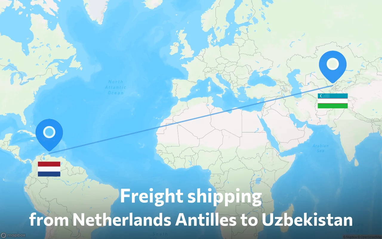 Shipping route from Netherlands Antilles to Uzbekistan