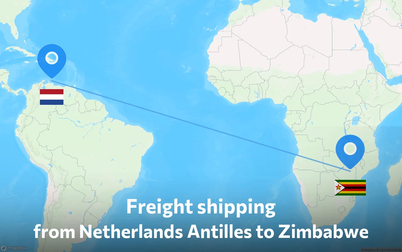 Shipping route from Netherlands Antilles to Zimbabwe