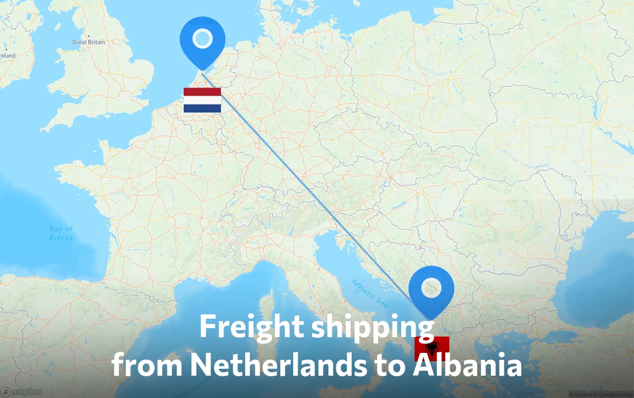 Shipping route from Netherlands to Albania