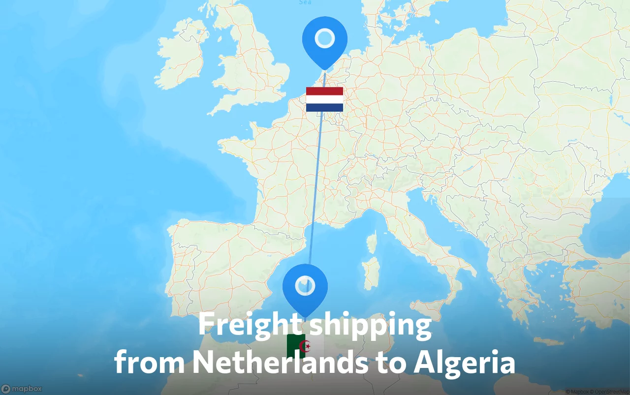 Shipping route from Netherlands to Algeria