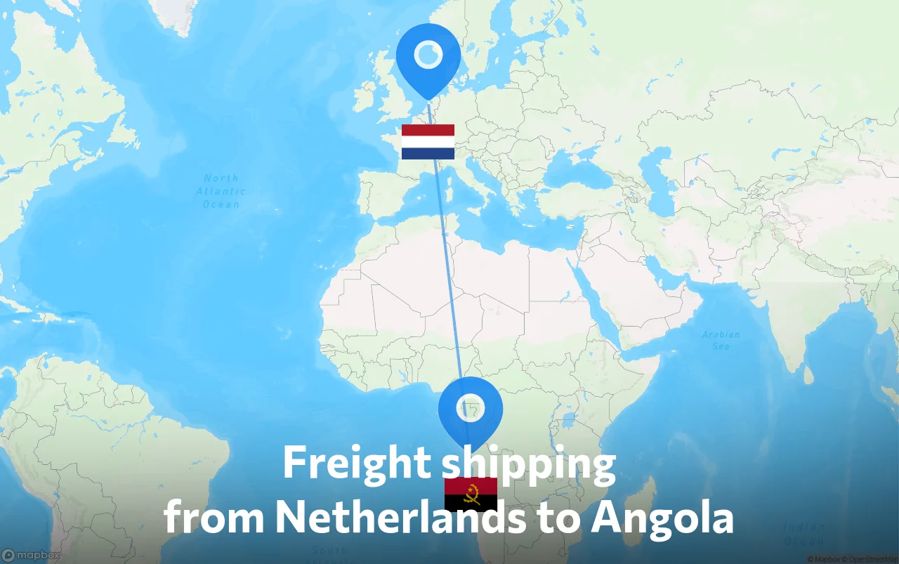 Shipping route from Netherlands to Angola