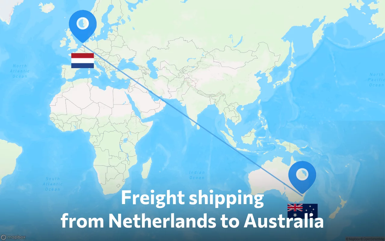 Shipping route from Netherlands to Australia