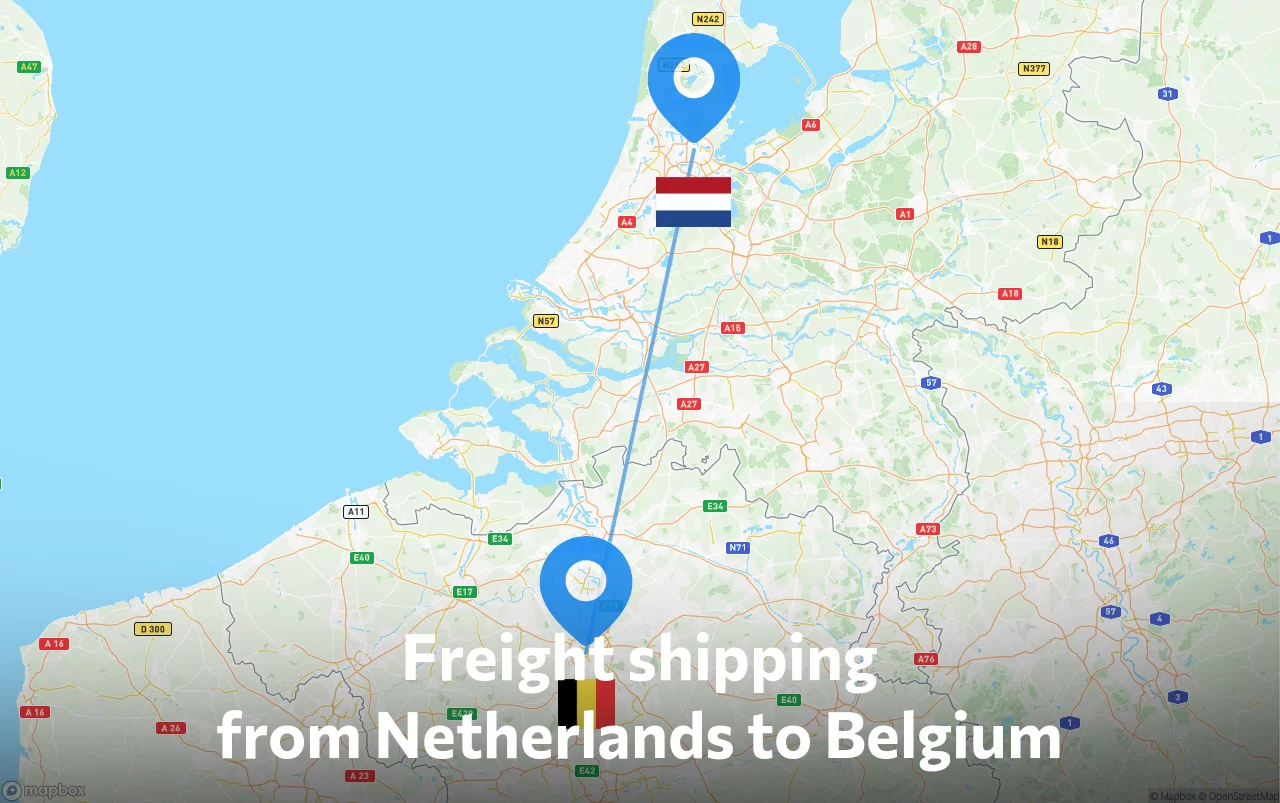 Shipping route from Netherlands to Belgium