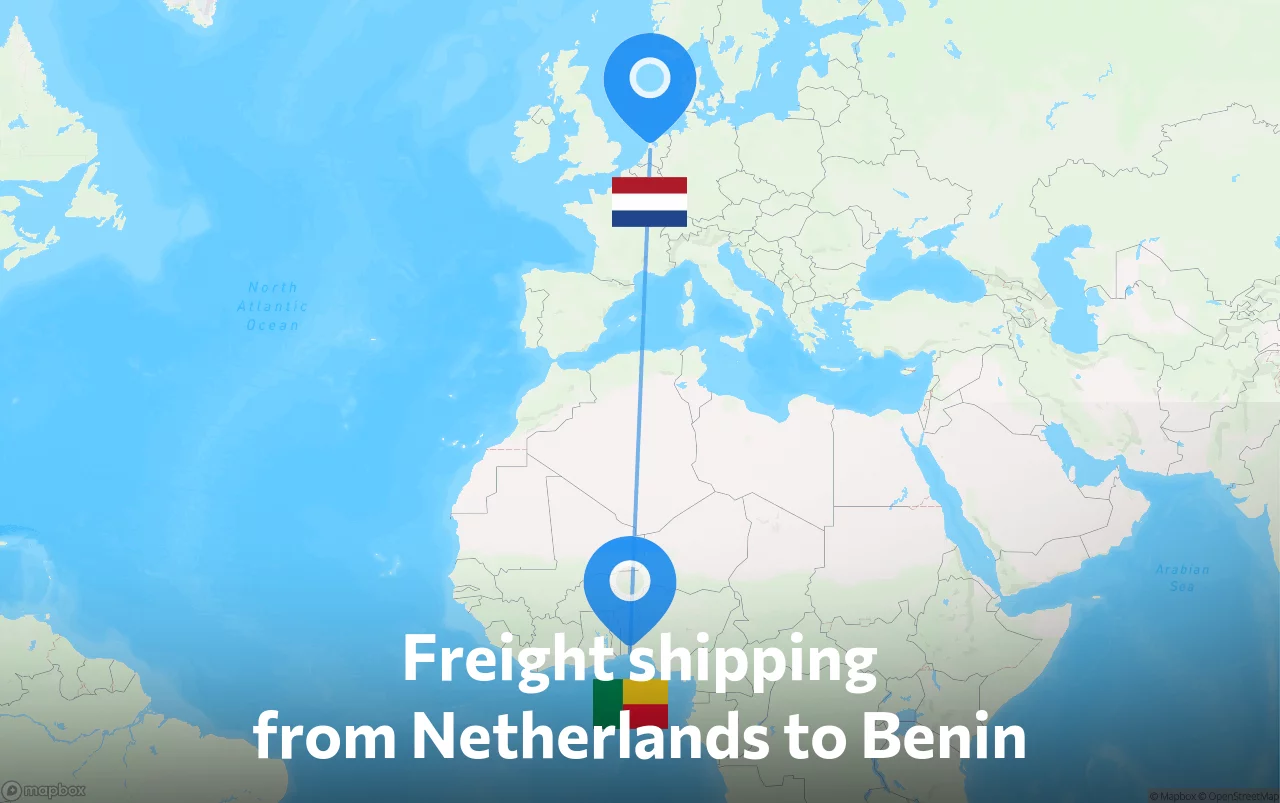 Shipping route from Netherlands to Benin