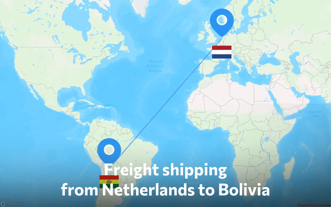 Shipping route from Netherlands to Bolivia
