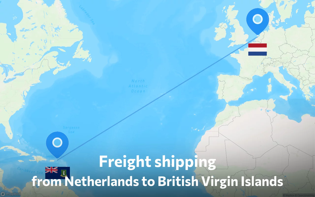 Shipping route from Netherlands to British Virgin Islands