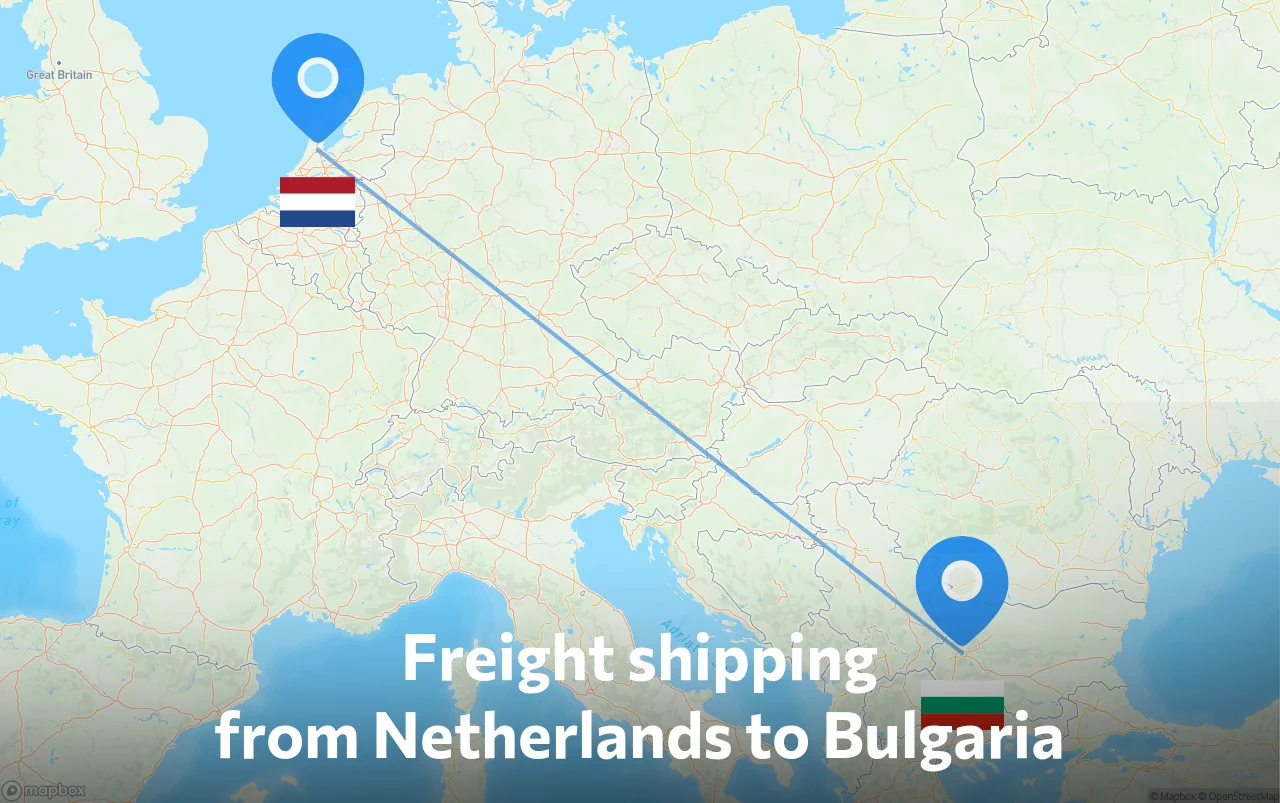 Shipping route from Netherlands to Bulgaria