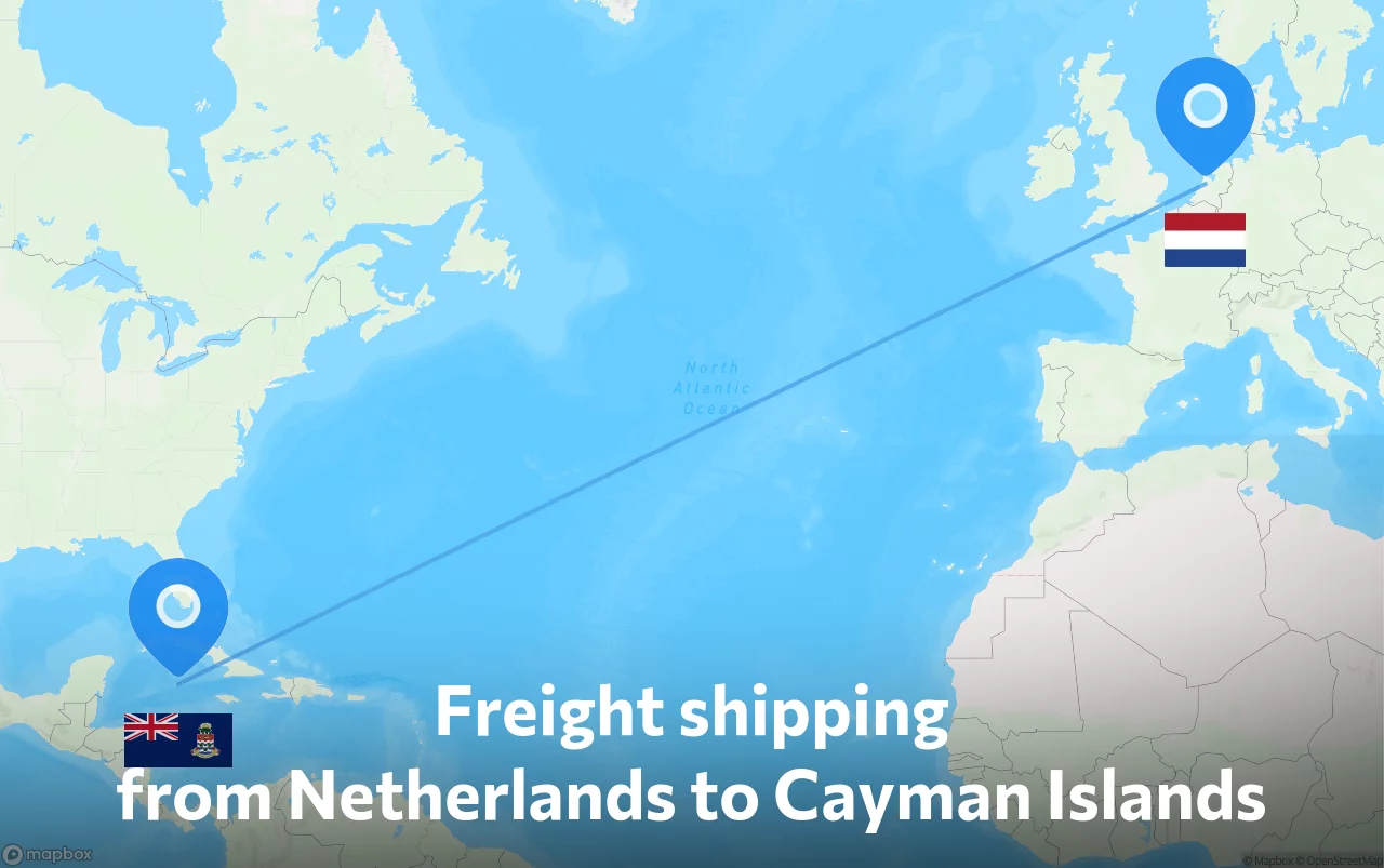 Shipping route from Netherlands to Cayman Islands