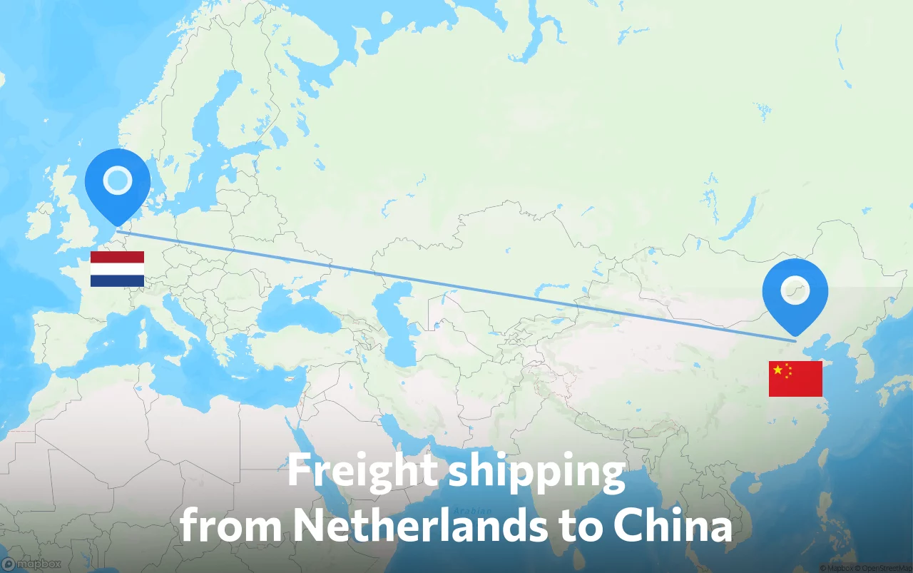 Shipping route from Netherlands to China