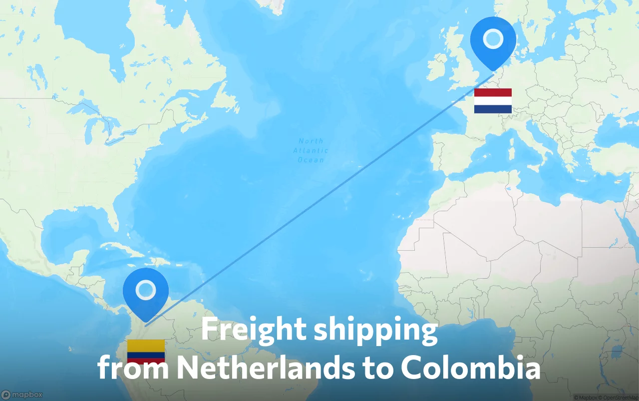 Shipping route from Netherlands to Colombia