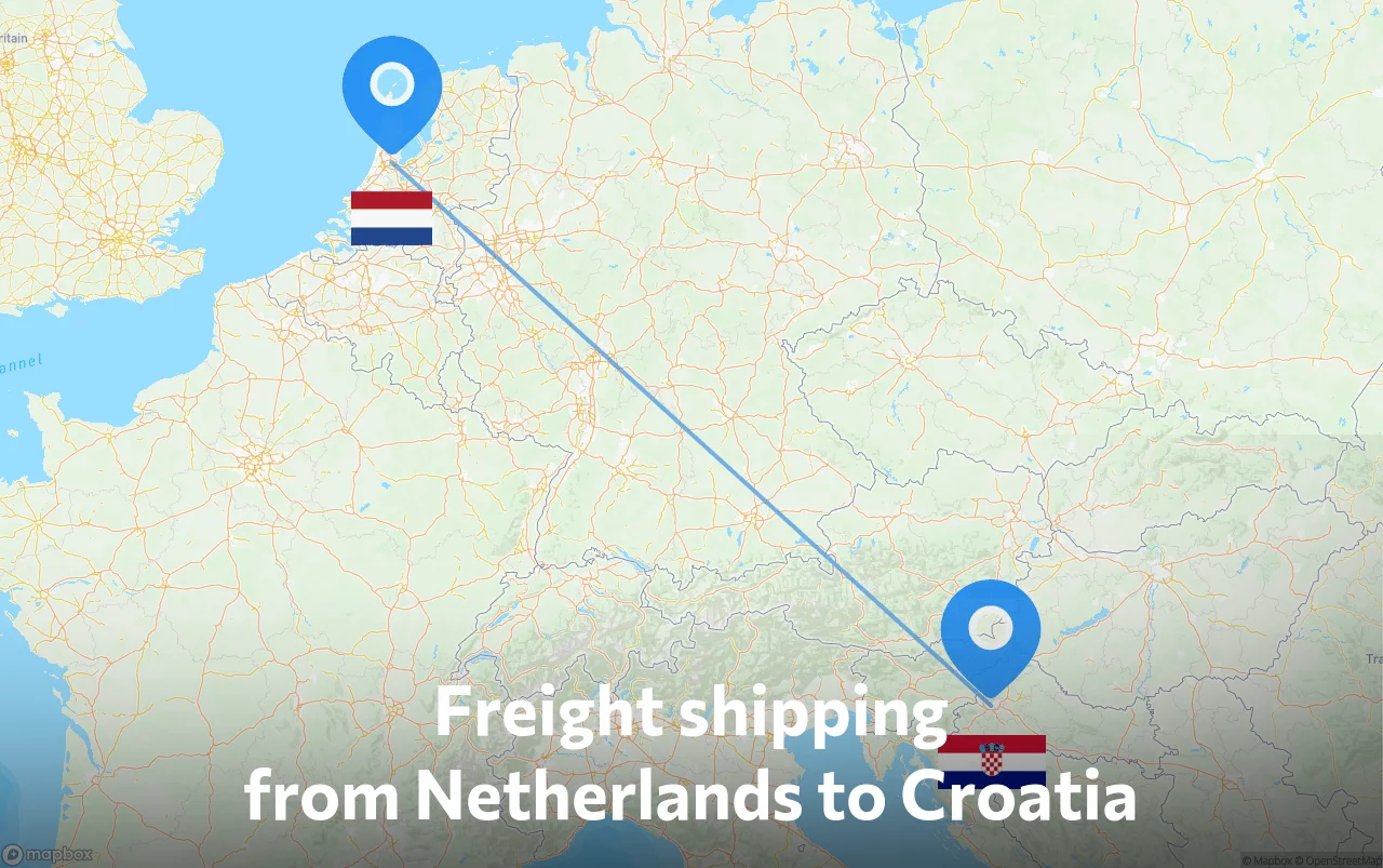 Shipping route from Netherlands to Croatia