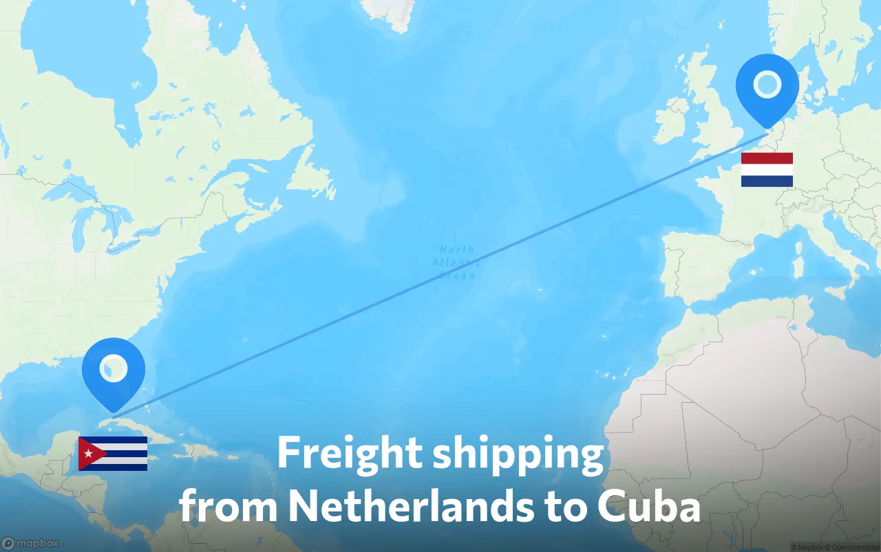 Shipping route from Netherlands to Cuba