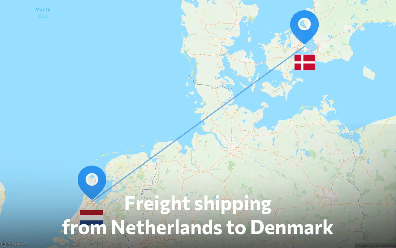Shipping route from Netherlands to Denmark
