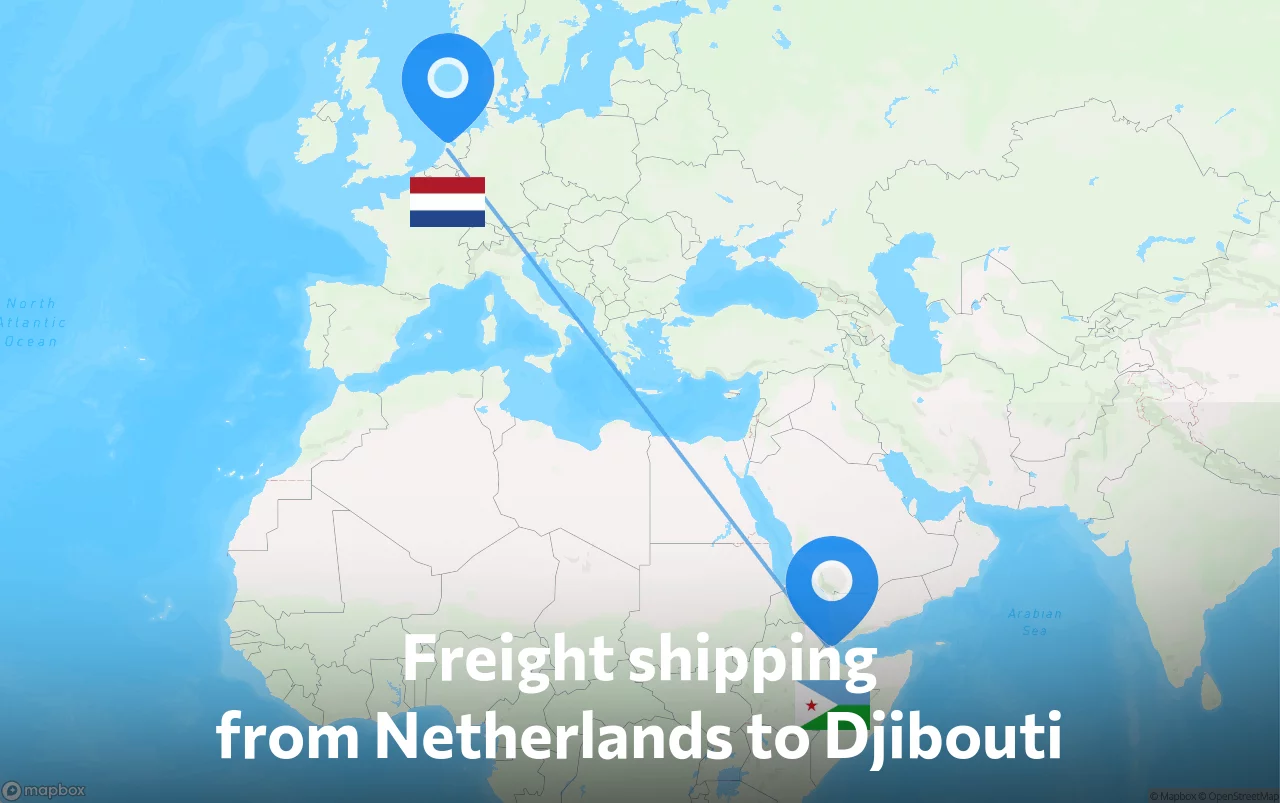 Shipping route from Netherlands to Djibouti