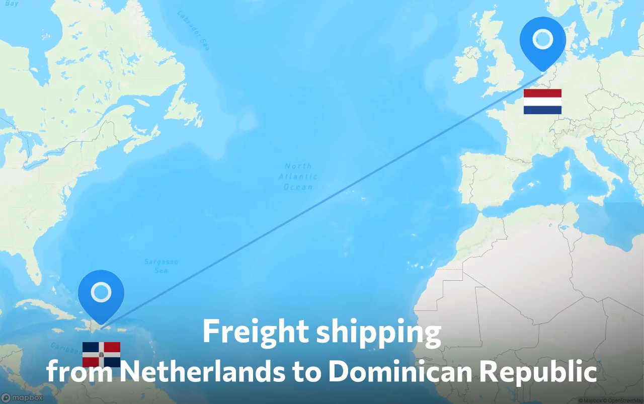 Shipping route from Netherlands to Dominican Republic