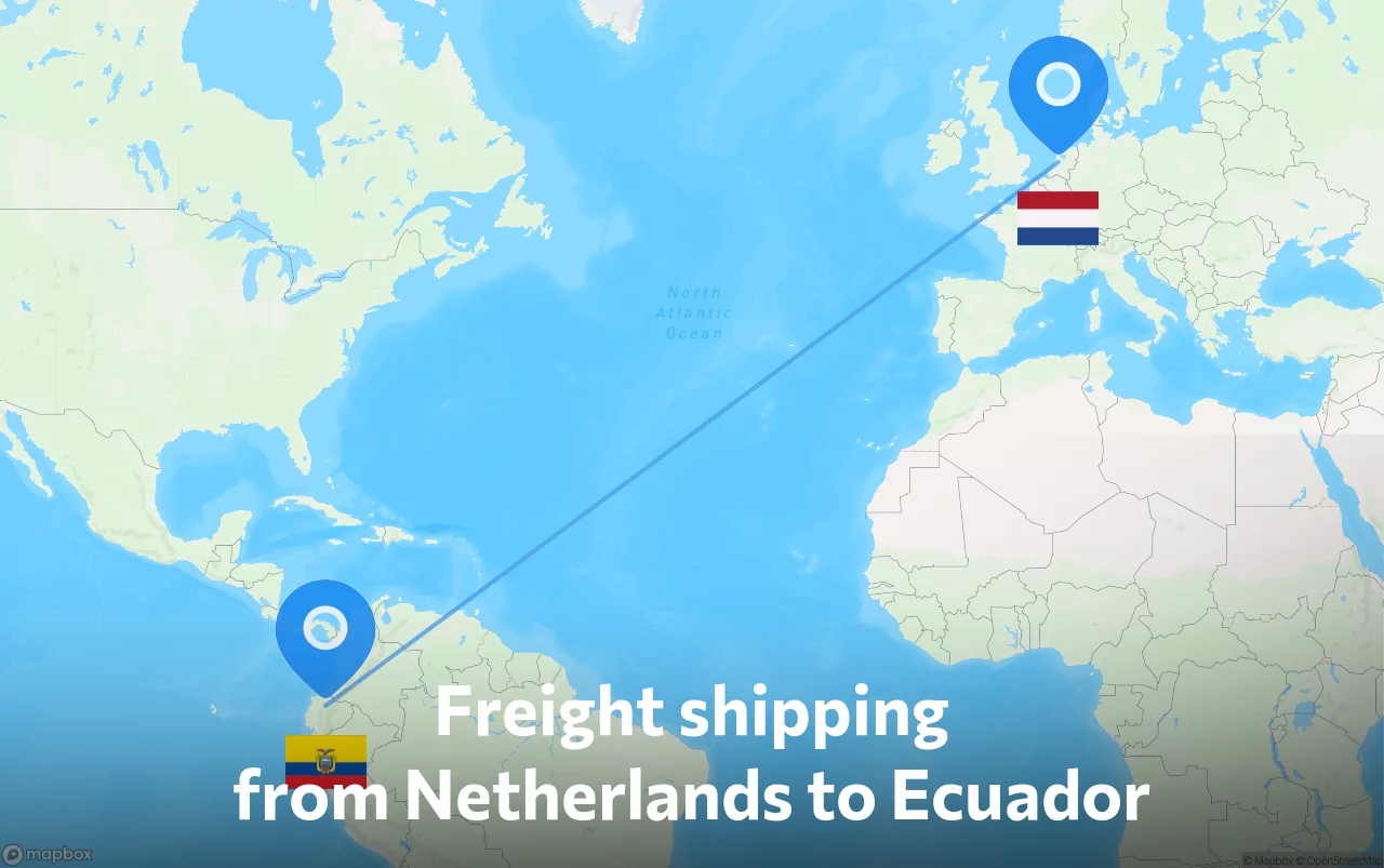 Shipping route from Netherlands to Ecuador