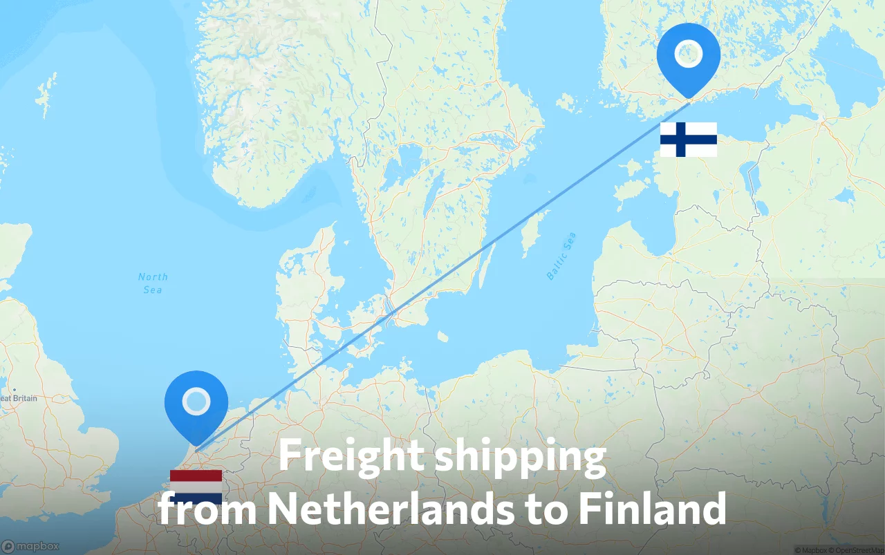 Shipping route from Netherlands to Finland